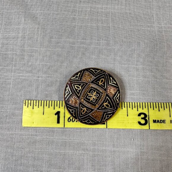 Vintage Damascene Star Pattern Brooch - Picture 3 of 8